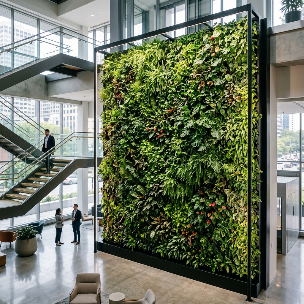 Live and Artificial Green Wall Installation